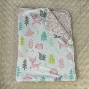 Cloud Island Pink Deer Owl Baby Blanket Woodland Animals Squirrel Rabbit Trees